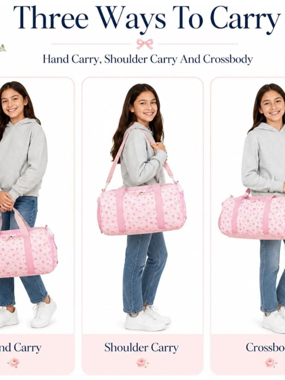 Duffle Bag Girls Kids Cute Gym Bag with Shoes Compartment & Wet Separation Water - Picture 5 of 9
